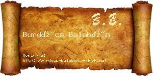 Burdács Balabán névjegykártya